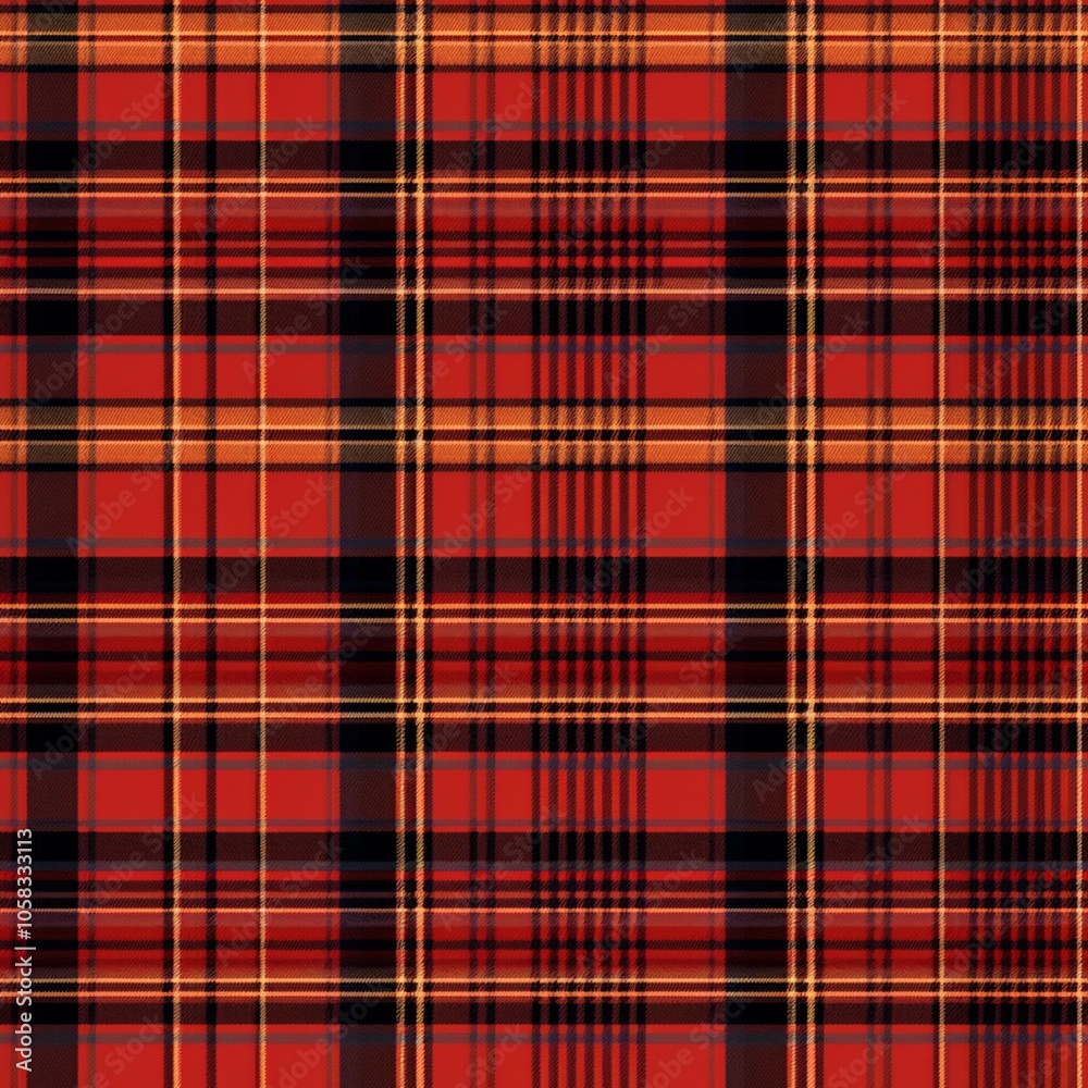 Obraz premium Seamless plaid tartan pattern orange red and black 