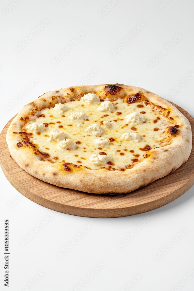 Wooden Plate with Cheese Pizza Wooden Plate with Cheese Pizza