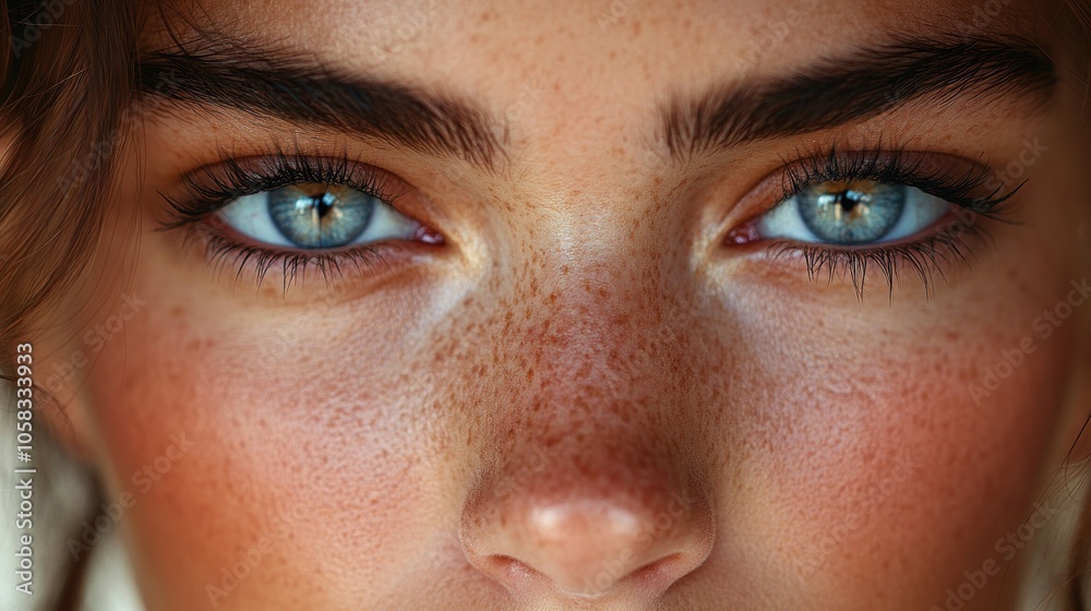 Close-up of Blue Eyes with Freckles Close-up of Blue Eyes with Freckles