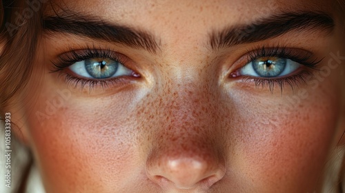 Close-up of Blue Eyes with Freckles