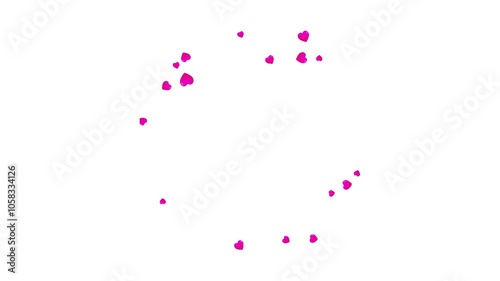 Red Heart Animated Emoji. Red and Pink Hearts symbol pop burst, Love explosion effect, Transparent background.