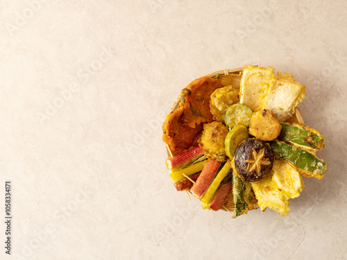 Assorted green onion pancakes, traditional Korean food photo