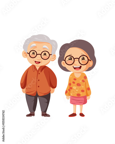 Happy elderly man and woman smiling together, joyful and warm atmosphere