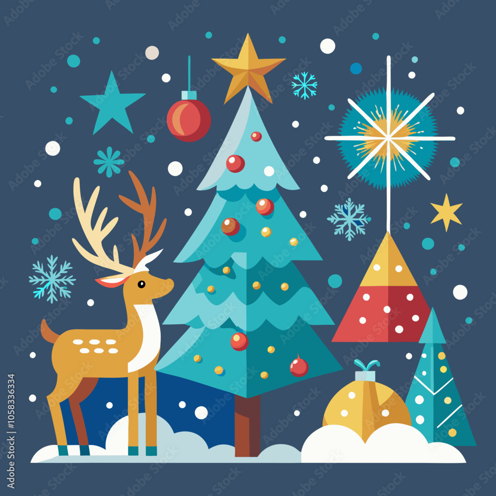 Naklejka premium Christmas greeting banner Background elements
