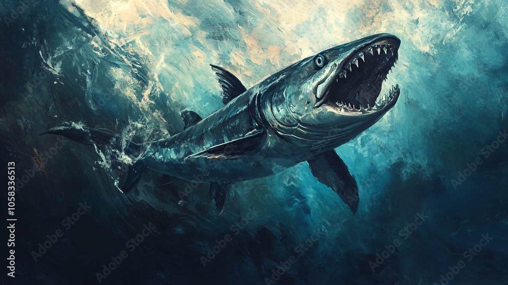 Fototapeta premium Barracuda Attack - Predator of the Deep