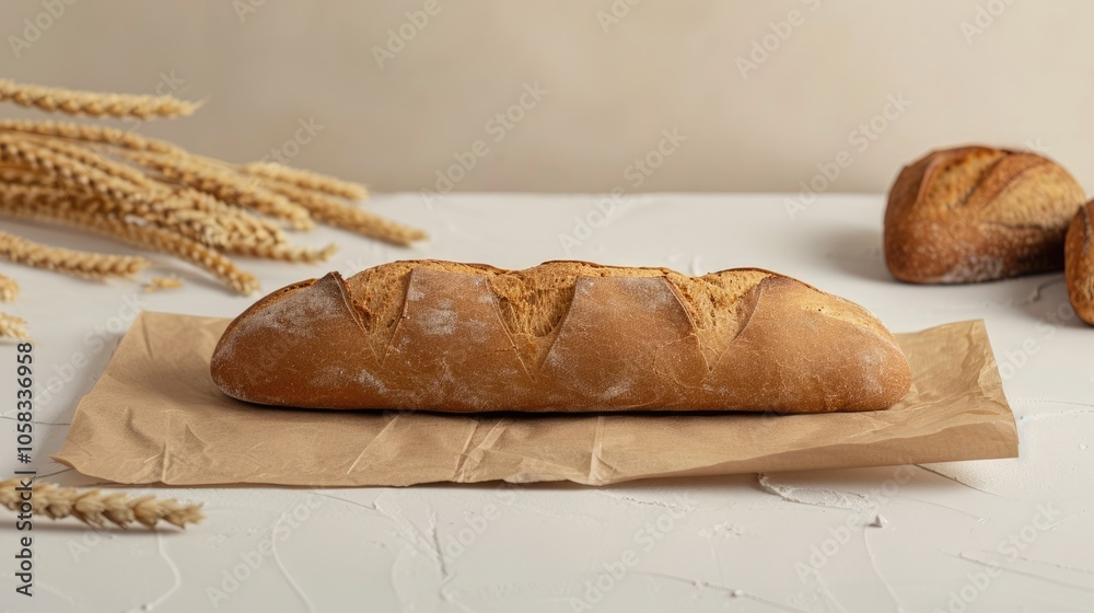 Advertisement design featuring brown bakery paper on white background with space for food display. Advertisement design featuring brown bakery paper on white background with space for food display.