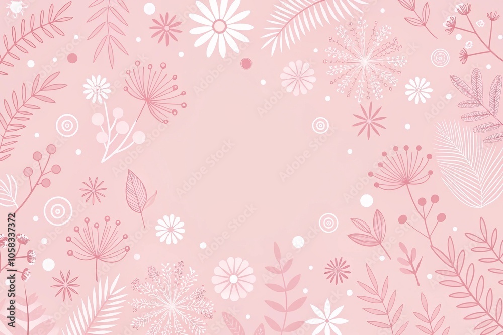 Fototapeta premium Soft pink background with minimalist illustrations, composition, modern, digital art, abstract