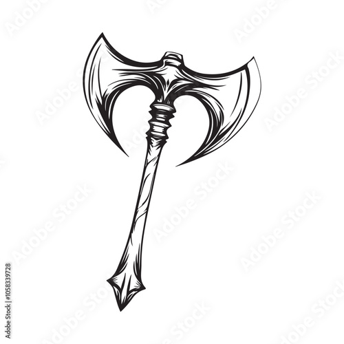 Tomahawk Vector Images. Black and white Tomahawk Vector Images isolated on white background.