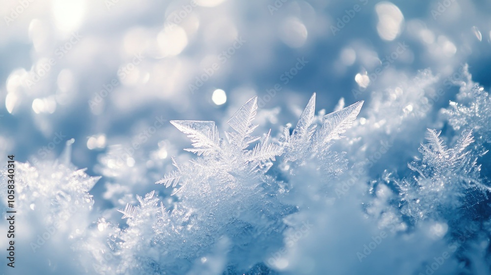 Close-up of Delicate Snowflake Crystals Close-up of Delicate Snowflake Crystals