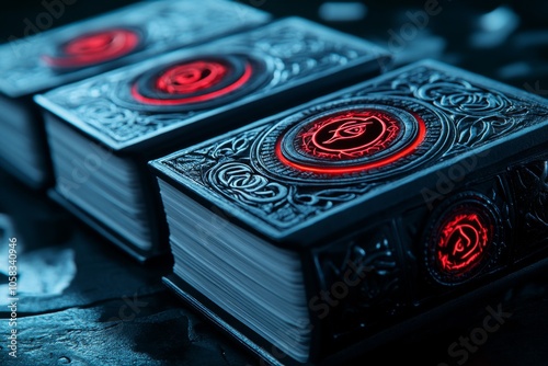 Gothic-inspired debenture document with dark, intricate seals and shadowy lighting, capturing the trust and mystery associated with financial security, symbolizing tradition and protection photo