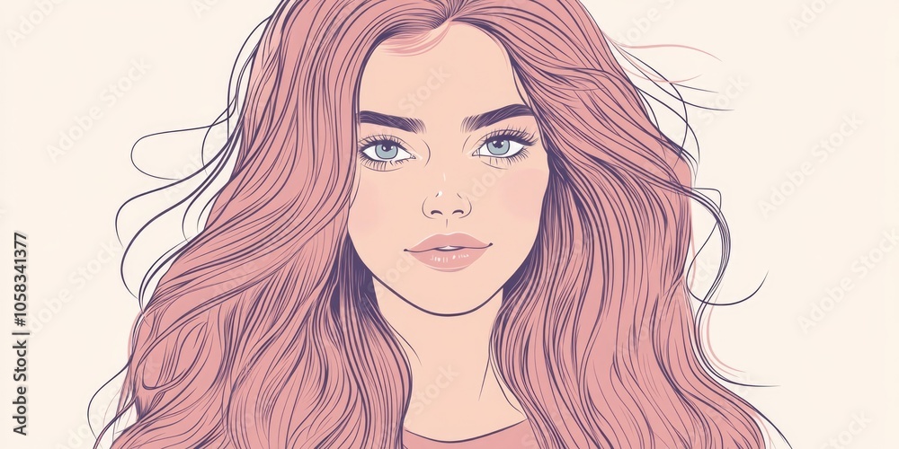 Woman with Long Pink Hair Woman with Long Pink Hair