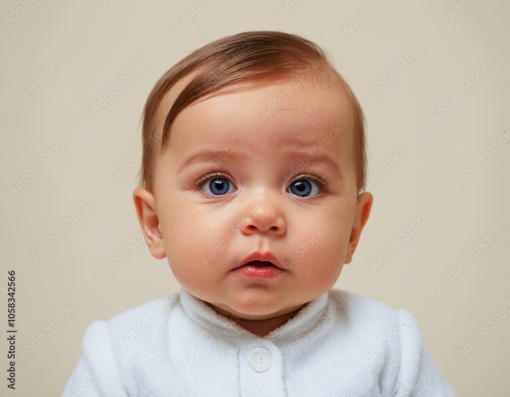 portrait of a baby small cute baby white background looking at camera face adorable baby blonde portrait of a baby small cute baby white background looking at camera face adorable baby blonde