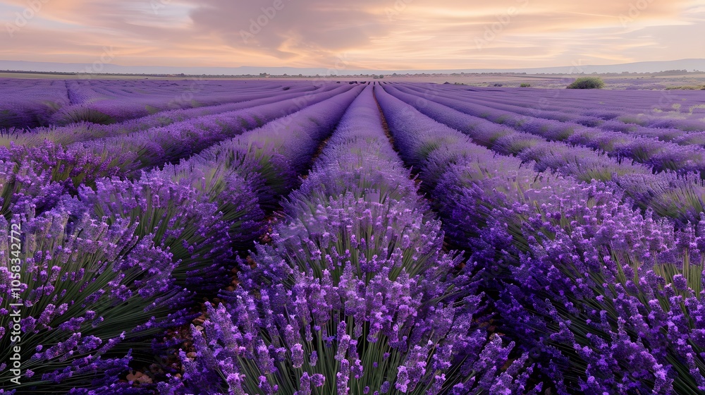 Tranquil Lavender Field at Sunrise