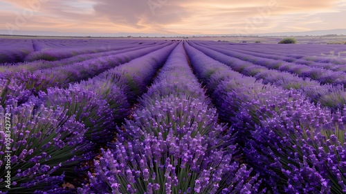 Tranquil Lavender Field at Sunrise