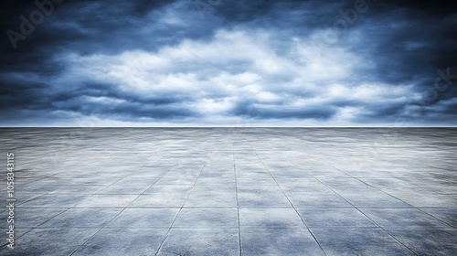Empty Concrete Ground with Stormy Sky for Background Abstract Gradient Background with Copy Space