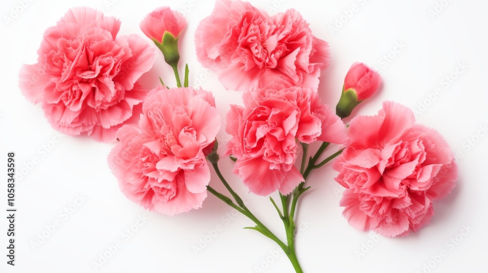 Fresh pink and white carnation flowers arranged in a delicate bouquet isolated on clean white background, symbolizing love, purity, and celebration, perfect for spring themes and floral designs
Fresh pink and white carnation flowers arranged in a delicate bouquet isolated on clean white background, symbolizing love, purity, and celebration, perfect for spring themes and floral designs