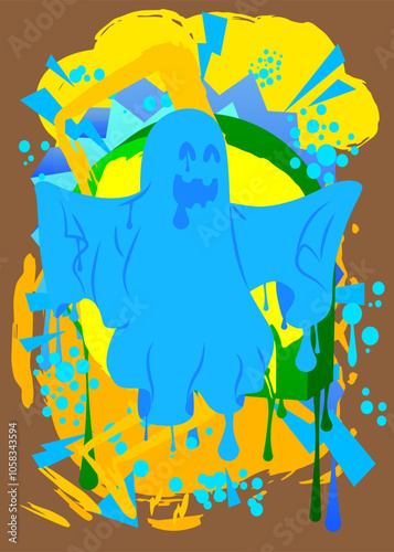 Ghost Graffiti tag. Abstract modern street art decoration performed in urban painting style.