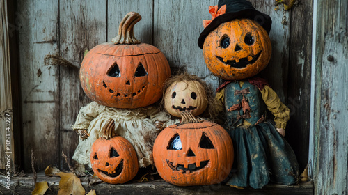 halloween background with pumpkin and bats