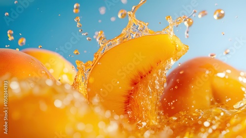 yellow peach in water splash