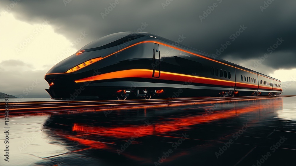 Obraz premium Futuristic hydrogen-powered train a sleek and innovative transport solution for the future of travel