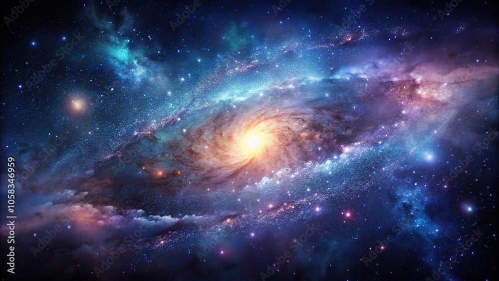 Fototapeta premium Dark Space Background with Galaxy Pattern, planets, galaxy, night sky