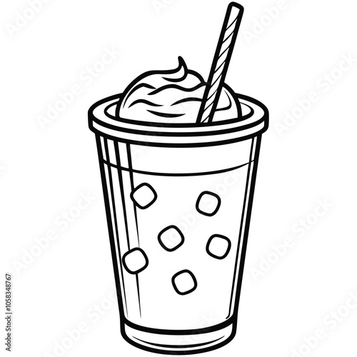 Iced Coffee Vector hand-drawn vector illustration Isolated white background.