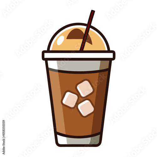 Iced Coffee Vector illustration.