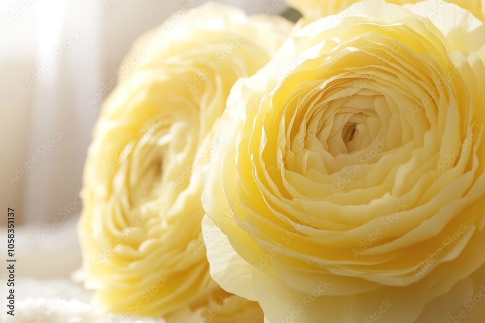 Close-up of soft yellow roses, showcasing their delicate petals and romantic appeal. Close-up of soft yellow roses, showcasing their delicate petals and romantic appeal.