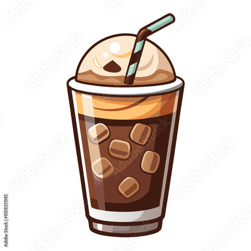 Iced Coffee Vector illustration.