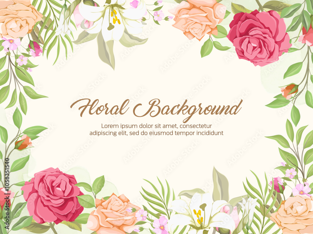 Beautifull Floral Wedding Background Template Design Beautifull Floral Wedding Background Template Design