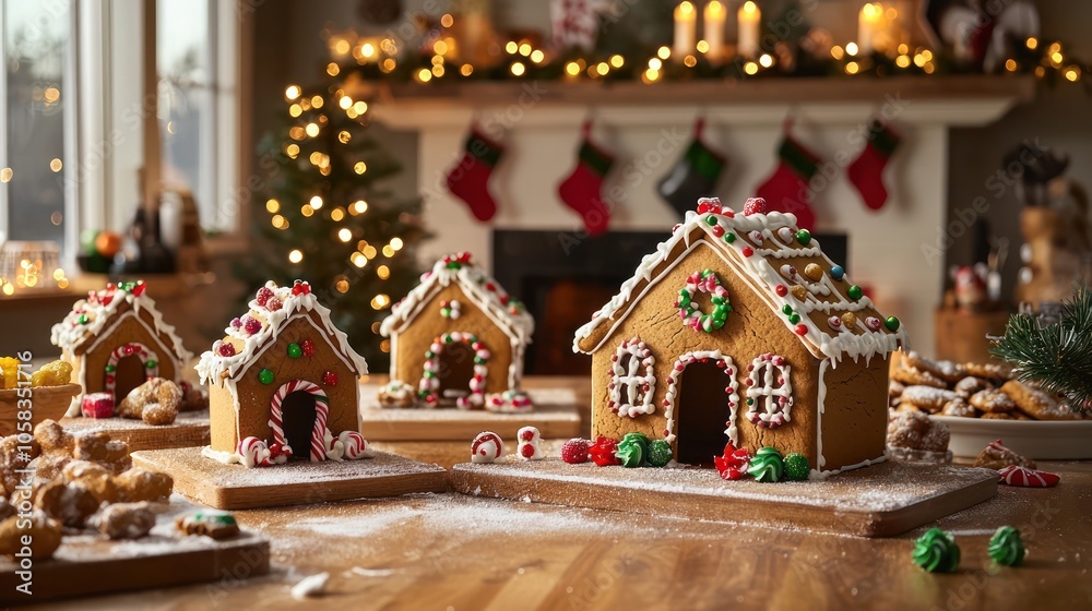 gingerbread house with Christmas tree gingerbread house with Christmas tree