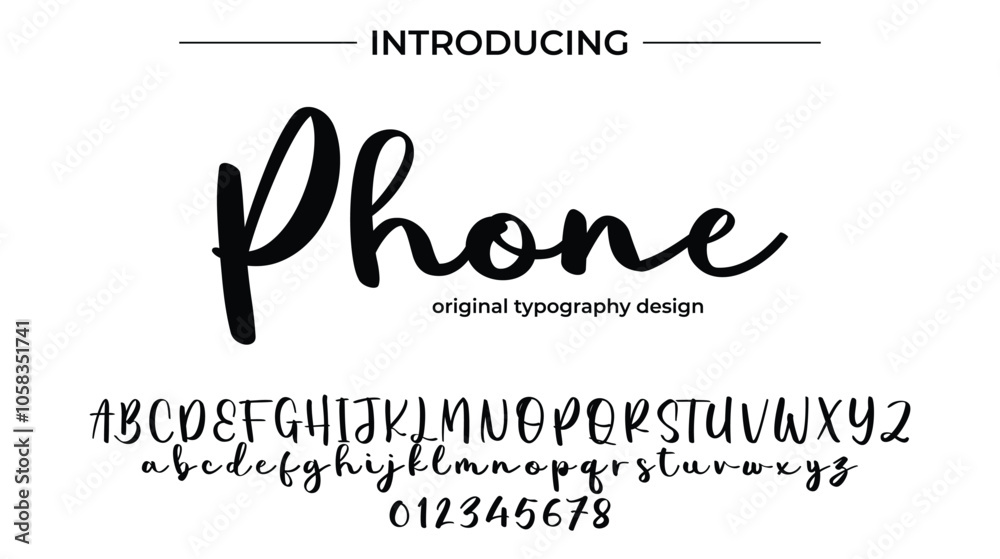 Phone Font Stylish brush painted an uppercase vector letters, alphabet, typeface Phone Font Stylish brush painted an uppercase vector letters, alphabet, typeface