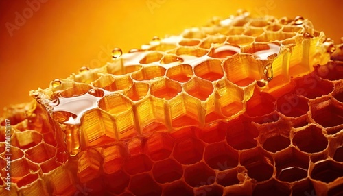 Honeycomb with honey close-up. Honey processing concept, honeycomb, healthy eating a