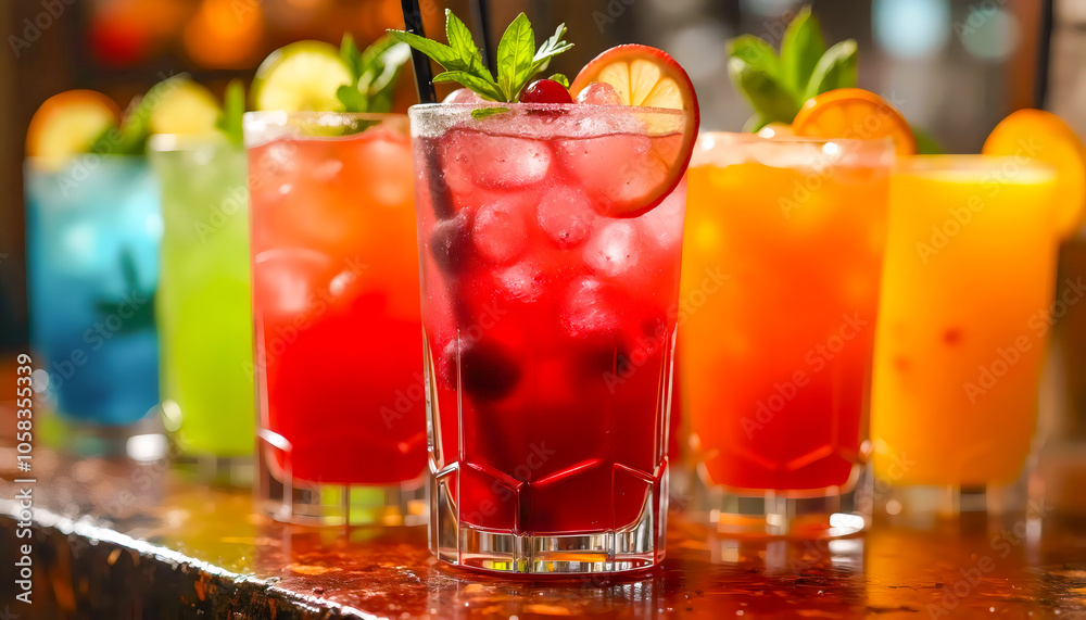 Refreshing Summer Cocktails With Ice And Garnish Refreshing Summer Cocktails With Ice And Garnish