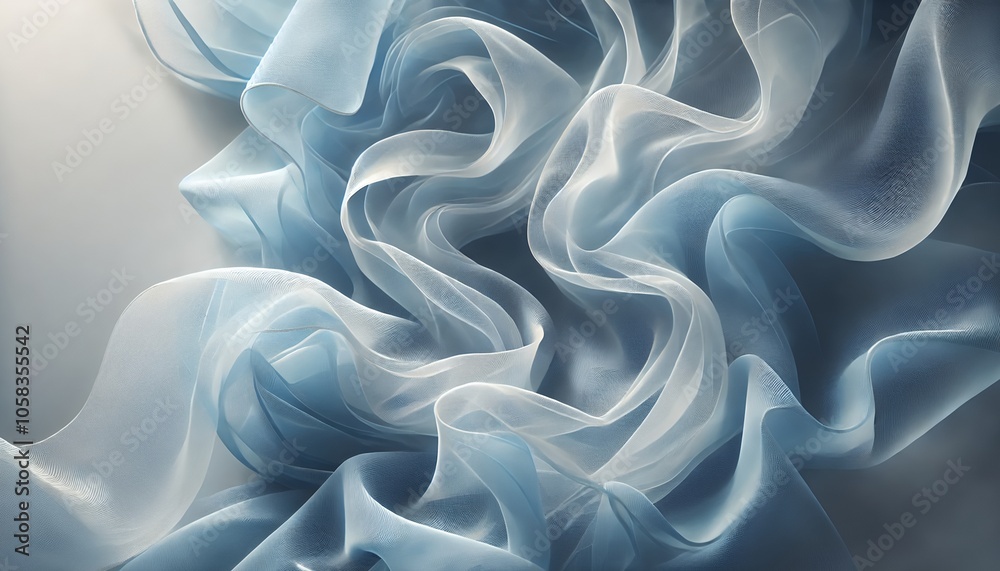 Obraz premium Calm Blue Fabric Waves in Motion