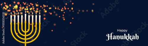 Vector illustration of Happy Hanukkah social media template