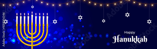 Vector illustration of Happy Hanukkah social media template
