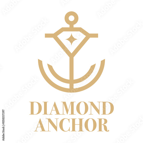 diamond anchor flat minimalist logo design