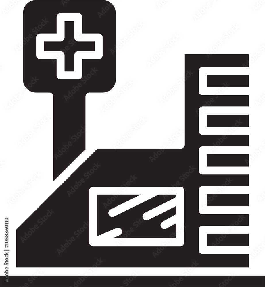 Obraz premium Hospital Building Glyph Icon