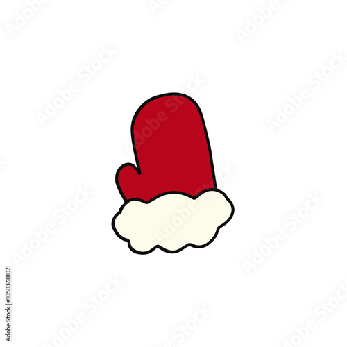 Hand drawn Christmas element red Christmas glove for decoration clipart sticker no background