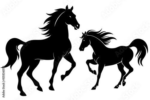 horse silhouettes vector.