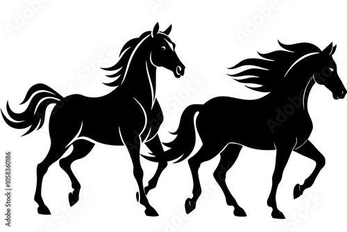 horse silhouettes vector.