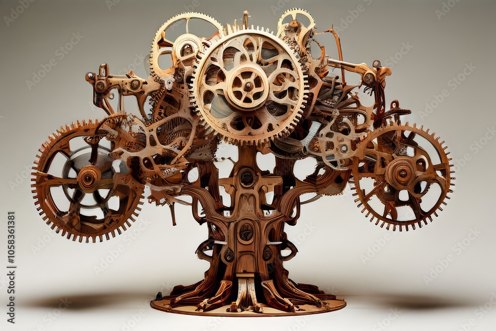 Obraz premium clockwork treestrees constructed from gears and cogs suggesting
