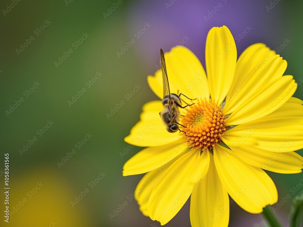 Close-up shot of a vibrant butterfly perched on a bright yellow flower in a lush garden setting, beauty, garden Close-up shot of a vibrant butterfly perched on a bright yellow flower in a lush garden setting, beauty, garden