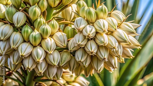 Wallpaper Mural Close-up of a yucca flower head with many seed pods, spiky flowers, yucca flower, botanical Torontodigital.ca
