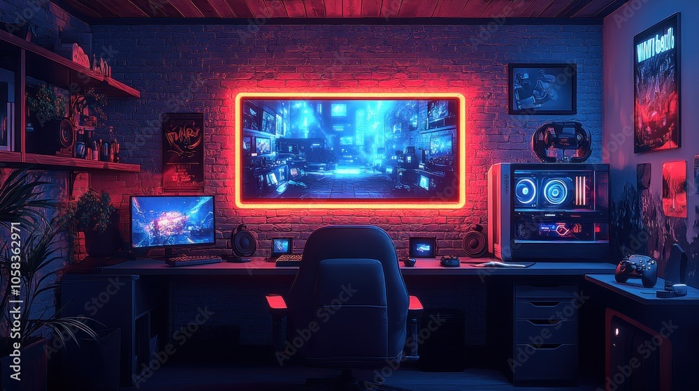 Gamer's Paradise: Neon Lights and Cyberpunk Aesthetic Gamer's Paradise: Neon Lights and Cyberpunk Aesthetic
