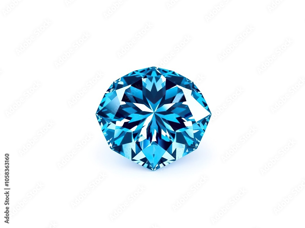 Blue diamond with sparkling facets isolated on a clean white background, beauty, luxury, stunning Blue diamond with sparkling facets isolated on a clean white background, beauty, luxury, stunning