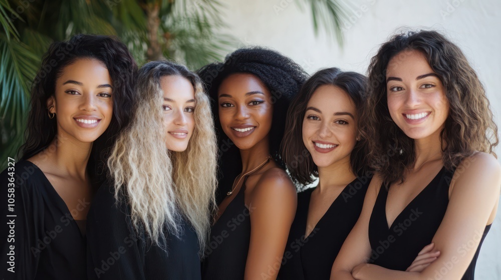 Obraz premium A group of beautiful women from different nationalities is developing a platform for digital beauty consultations. Focusing on sustainable beauty products and care products