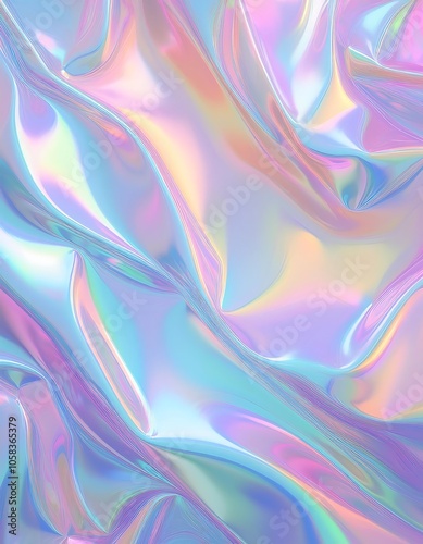 Wallpaper Mural Soft reflections on a crumpled pastel holographic background with shimmering colors and gentle curves. Generative AI Torontodigital.ca