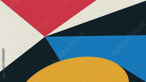 A dynamic illustration with angular lines in contrasting colors.